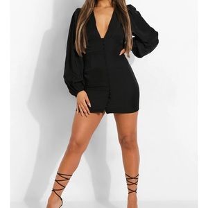Boohoo petite plunge neck mini dress